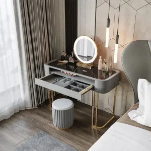 Bàn trang điểm Tủ Quần Áo Đèn Cao Cấp Tủ Bảo Quản Tích Hợp Tối Giản Gia Đình Nhỏ Gỗ Chắc Chắn Hiện Đại Phòng Ngủ Đơn Giản Bàn Trang Điểm - Hình 3
