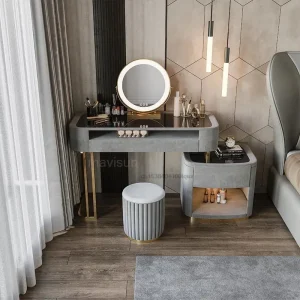 Bàn trang điểm Tủ Quần Áo Đèn Cao Cấp Tủ Bảo Quản Tích Hợp Tối Giản Gia Đình Nhỏ Gỗ Chắc Chắn Hiện Đại Phòng Ngủ Đơn Giản Bàn Trang Điểm - Hình 4