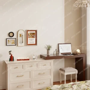 Bàn trang điểm Tủ quần áo Tủ ngăn kéo Phòng ngủ chính tích hợp Giường tủ phía trước Giường phụ Tủ quần áo bên hông Gương lật - Hình 2
