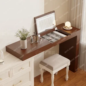 Bàn trang điểm Tủ quần áo Tủ ngăn kéo Phòng ngủ chính tích hợp Giường tủ phía trước Giường phụ Tủ quần áo bên hông Gương lật - Hình 3