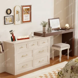 Bàn trang điểm Tủ quần áo Tủ ngăn kéo Phòng ngủ chính tích hợp Giường tủ phía trước Giường phụ Tủ quần áo bên hông Gương lật - Hình 4