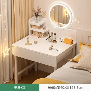 Bàn trang điểm Vanity Trắng Bàn Trang Điểm Gương Led Hiện Đại Tối Giản Bàn Trang Điểm Nhà Tổ Chức Góc Tavoli Da Trucco Nội Thất Gia Đình - Hình 3
