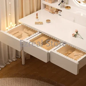 Bàn trang điểm Vanity Trắng Bàn Trang Điểm Gương Led Hiện Đại Tối Giản Bàn Trang Điểm Nhà Tổ Chức Góc Tavoli Da Trucco Nội Thất Gia Đình LJ50DT - Hình 2