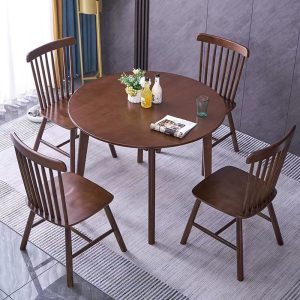 Bàn tròn Bàn ăn Italy bằng gỗ nguyên khối Bàn tròn nhỏ Bắc Âu hiện đại nhà hàng nhà hàng cafe Bàn ghế - Hình 4