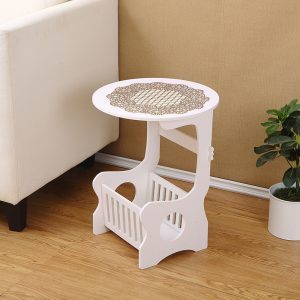 Bàn tròn Bàn cà phê phòng khách Bàn tròn nhỏ đơn giản Phòng ngủ Giá đỡ đầu giường Sofa Side Giá lưu trữ - Hình 2