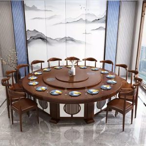 Bàn tròn điện hộp câu lạc bộ khách sạn bàn tròn lớn 16/18/20 người xoay tự động với bếp từ bàn ăn lẩu - Hình 3