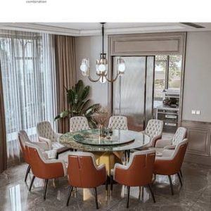 Bàn tròn mặt đá cẩm thạch, dành cho nhà hàng.