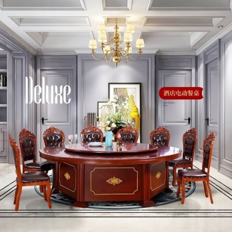 Bàn tròn nhà nông thôn bàn ăn khách sạn bàn tròn lớn 10 người 20 người bàn tròn khách sạn bàn xoay tự động bàn ăn điện - Hình 2 Bàn tròn nhà nông thôn bàn ăn khách sạn bàn tròn lớn 10 người 20 người bàn tròn khách sạn bàn xoay tự động bàn ăn điện - Hình 2