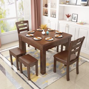 Bàn vuông bằng gỗ nguyên khối Bàn ăn và ghế vuông hiện đại nhà Bàn vuông tám Bàn bất tử Bàn ăn phòng nhỏ