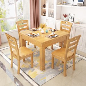 Bàn vuông bằng gỗ nguyên khối Bàn ăn và ghế vuông hiện đại nhà Bàn vuông tám Bàn bất tử Bàn ăn phòng nhỏ - Hình 4