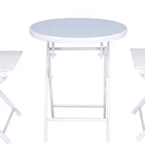 Bàn Wfs Bistro, Bàn Bistro gấp, Bộ ghế, Sân vườn, Sân sau, Sân hiên, 3 chiếc, Trắng - Hình 4