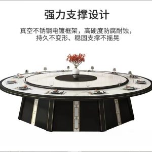 Bảng đá giả để bàn bàn ăn Trung Quốc mới nhà 15 người 20 người bàn tròn tự động 12 người khách sạn bàn tròn điện lớn - Hình 3