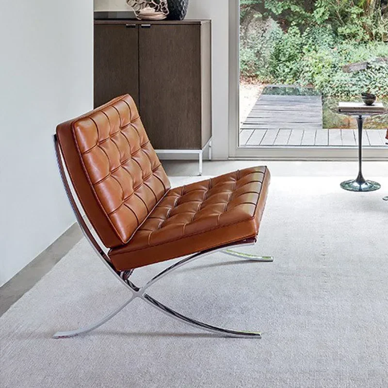 Barcelona Ghế Thiết Kế Nhà Phòng Khách Ban Công Retro Ghế Giải Trí Da Hiện Đại Đơn Giản Ghế Sofa Đơn - Hình 2 Barcelona Ghế Thiết Kế Nhà Phòng Khách Ban Công Retro Ghế Giải Trí Da Hiện Đại Đơn Giản Ghế Sofa Đơn - Hình 2