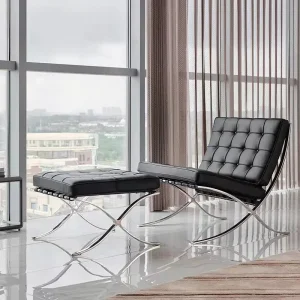 Barcelona Ghế Thiết Kế Nhà Phòng Khách Ban Công Retro Ghế Giải Trí Da Hiện Đại Đơn Giản Ghế Sofa Đơn - Hình 4