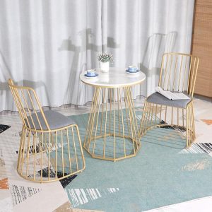 Bát Giác Bàn Ăn Bắc Âu Đơn Giản Hiện Đại Vuông Tròn Bàn Ghế Vàng Sắt Cà Phê Cà Phê Bàn - Hình 2