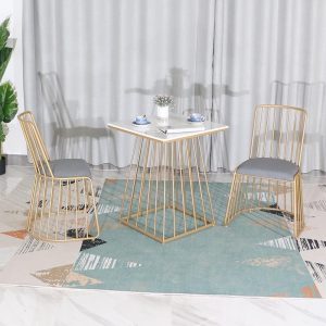 Bát Giác Bàn Ăn Bắc Âu Đơn Giản Hiện Đại Vuông Tròn Bàn Ghế Vàng Sắt Cà Phê Cà Phê Bàn - Hình 4