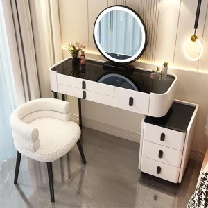 Bé Gái Châu Âu Bàn Trang Điểm Gương Ghế Salon Đèn LED Châu Âu Bàn Tủ Bảo Quản Đồ Dùng Nội Thất - Hình 2
