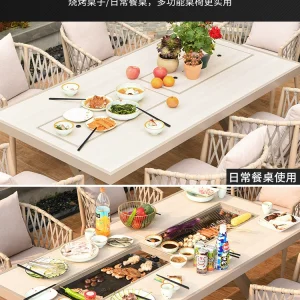 Bếp nướng BBQ hộ gia đình, bếp nướng điện không khói ngoài trời, bếp nướng than Bắc Âu sân giải trí, sân nướng ngoài trời với bàn ghế - Hình 3