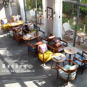 Bình thường gỗ đặc quán cà phê khu vực tiếp tân trà sữa cửa hàng tráng miệng tiệm bánh cửa hàng bánh trà bữa ăn nhà hàng phương Tây Bàn ghế - Hình 2