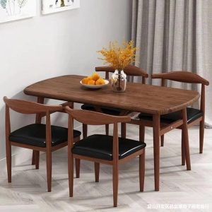 Bộ bàn ăn đơn giản hiện đại Bàn ghế ăn phòng nhỏ nhà Bắc Âu quán trà sữa cafe chữ nhật 4 người 6 người - Hình 2