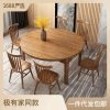 Bộ bàn ăn và ghế có thể thu vào kết hợp Bắc Âu tròn gia đình nhà bàn 6 người có thể co lại tất cả bàn ăn gấp bằng gỗ nguyên khối