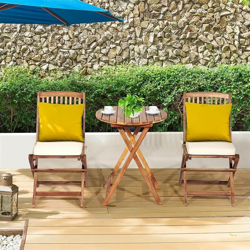 Bộ bàn ăn VHPVHP, Bộ bis, Ghế hội thoại, Đệm, 3 CÁI, Sân hiên, Gấp, Gỗ (đệm kem) - Hình 4 Bộ bàn ăn VHPVHP, Bộ bis, Ghế hội thoại, Đệm, 3 CÁI, Sân hiên, Gấp, Gỗ (đệm kem) - Hình 4