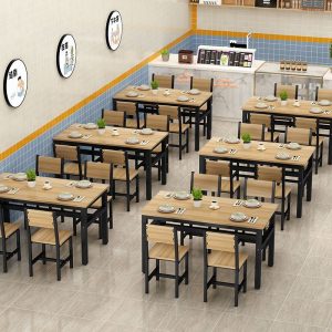 Bộ bàn ghế ăn Bàn ghế ăn nhà hàng thức ăn nhanh nhà hàng mì nhà hàng ăn nhẹ Bàn ăn kinh tế hình chữ nhật thương mại