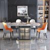 Bộ bàn ghế ăn bằng đá phiến cao cấp kết hợp bàn ăn kính thiên văn tối giản hiện đại bàn ăn hình tròn biến đổi ánh sáng sang trọng nhà gấp căn hộ nhỏ