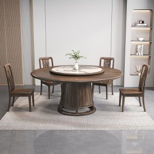 Bộ bàn ghế ăn bằng gỗ mun kiểu Trung Quốc mới hoàn toàn bằng gỗ nguyên khối kết hợp bàn tròn lớn đơn giản hiện đại với bàn xoay bàn ăn gia đình cho 10 người - Hình 3