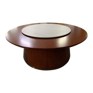 Bộ bàn ghế ăn bằng gỗ nguyên khối kiểu Trung Quốc mới Bàn tròn nhà hàng ăn lẩu gia đình Bàn ăn 10 người với bếp từ mặt đá Bàn xoay - Hình 2
