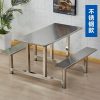 Bộ bàn ghế ăn căng tin inox trường học căng tin học sinh Bàn ăn 4 người 8 người nhân viên công trường Bàn ăn dính liền