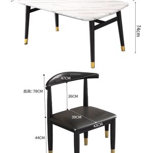 Bộ bàn ghế ăn giả đá cẩm thạch tiết kiệm ánh sáng sang trọng Bàn chữ nhật Bắc Âu nhà hàng nhà gia đình 4 người 6 người bàn ăn - Hình 3