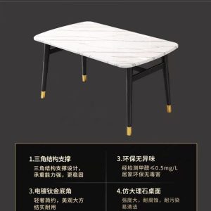 Bộ bàn ghế ăn giả đá cẩm thạch tiết kiệm ánh sáng sang trọng Bàn chữ nhật Bắc Âu nhà hàng nhà gia đình 4 người 6 người bàn ăn - Hình 4