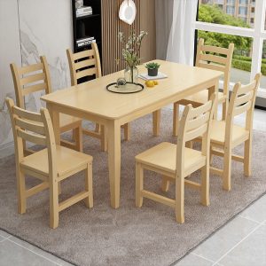 Bộ bàn ghế ăn gỗ đặc kết hợp bàn ghế ăn chữ nhật khách sạn 4 người 6 bộ bàn ăn Bắc Âu cho thuê phòng bàn vuông nhỏ - Hình 3