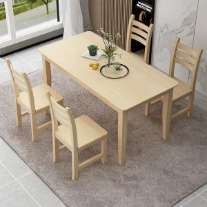 Bộ bàn ghế ăn gỗ đặc kết hợp bàn ghế ăn chữ nhật khách sạn 4 người 6 bộ bàn ăn Bắc Âu cho thuê phòng bàn vuông nhỏ