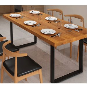 Bộ bàn ghế ăn gỗ đặc kiểu Mỹ Bàn ăn hình chữ nhật gia đình đơn giản Bàn ăn gỗ nhà hàng cafe - Hình 2