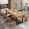Bộ bàn ghế ăn gỗ nguyên khối hiện đại Bắc Âu nhà ăn Bàn dài cafe nhà hàng Bàn ghế đàm phán giản dị
