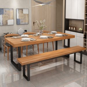 Bộ bàn ghế ăn gỗ nguyên khối hiện đại Bắc Âu nhà ăn Bàn dài cafe nhà hàng Bàn ghế đàm phán giản dị - Hình 2
