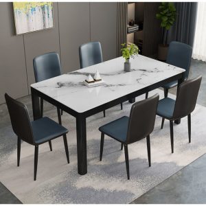 Bộ bàn ghế ăn kết hợp gia đình tối giản hiện đại hộ gia đình 4 người 6 người bàn ăn hình chữ nhật bàn ăn mặt kính sang trọng nhẹ nhàng - Hình 4