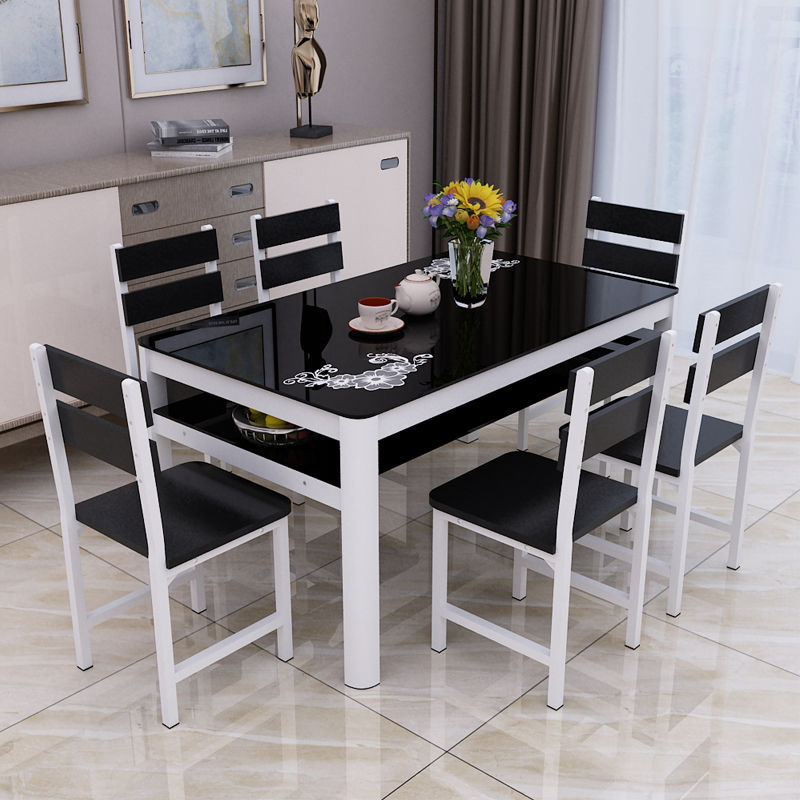 Bộ bàn ghế ăn kết hợp kính cường lực nhà chung cư nhỏ 4 người 6 người bàn ăn hình chữ nhật 2 lớp tối giản hiện đại - Hình 3 Bộ bàn ghế ăn kết hợp kính cường lực nhà chung cư nhỏ 4 người 6 người bàn ăn hình chữ nhật 2 lớp tối giản hiện đại - Hình 3