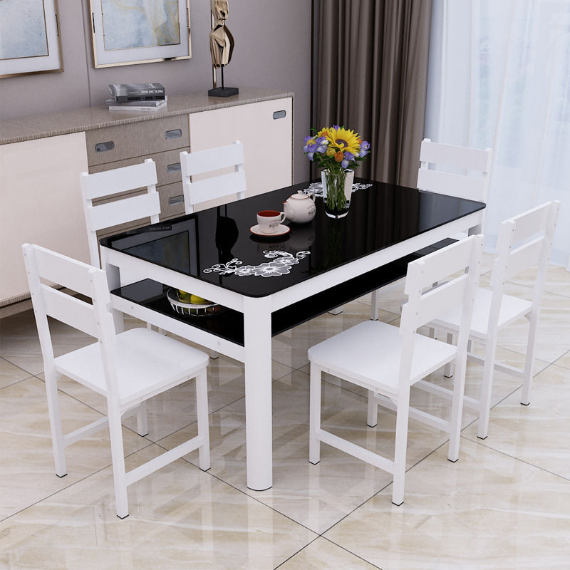 Bộ bàn ghế ăn kết hợp kính cường lực nhà chung cư nhỏ 4 người 6 người bàn ăn hình chữ nhật 2 lớp tối giản hiện đại - Hình 4 Bộ bàn ghế ăn kết hợp kính cường lực nhà chung cư nhỏ 4 người 6 người bàn ăn hình chữ nhật 2 lớp tối giản hiện đại - Hình 4