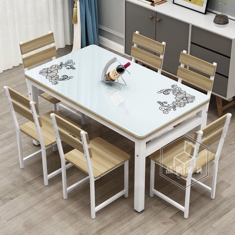 Bộ bàn ghế ăn kết hợp nhà tối giản hiện đại gia đình bàn ăn 4 người 6 người bàn ăn hình chữ nhật bàn ăn mặt kính - Hình 4 Bộ bàn ghế ăn kết hợp nhà tối giản hiện đại gia đình bàn ăn 4 người 6 người bàn ăn hình chữ nhật bàn ăn mặt kính - Hình 4