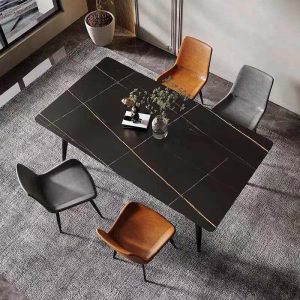 Bộ bàn ghế ăn mặt đá mặt đá hiện đại kết hợp bàn ghế ăn chung cư nhỏ hộ gia đình bộ bàn ăn 4 người 6 người chữ nhật - Hình 3