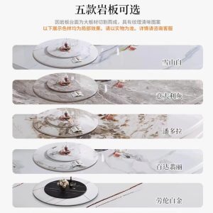 Bộ bàn ghế ăn mặt đá sáng sang trọng nhẹ nhàng kết hợp bàn ăn tại nhà kiểu Ý hiện đại đơn giản bàn tròn bàn xoay cho gia đình - Hình 4