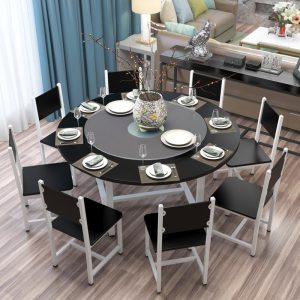 Bộ bàn ghế ăn tròn gia đình kết hợp bàn xoay nhà hàng thức ăn nhanh khách sạn bàn tròn lớn 8 người 10 người bàn ăn tròn - Hình 2