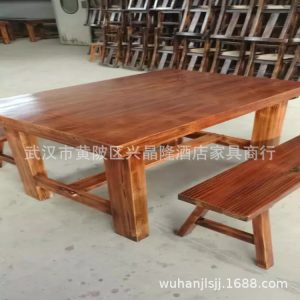 Bộ bàn ghế gỗ chống ăn mòn carbonized ngoài trời carbonized sân vườn Bàn ghế ban công Bàn ghế giải trí Bàn ghế cà phê - Hình 2