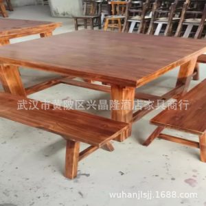Bộ bàn ghế gỗ chống ăn mòn carbonized ngoài trời carbonized sân vườn Bàn ghế ban công Bàn ghế giải trí Bàn ghế cà phê - Hình 3