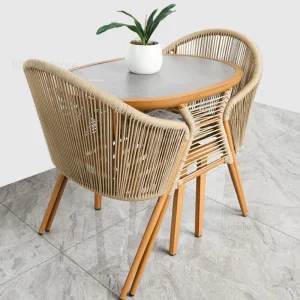 Bộ bàn ghế hiên ban công Bộ bàn ghế sân vườn ngoài trời hiện đại Bộ bàn ghế giải trí đơn giản Ghế mây Bộ ba món - Hình 3