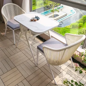 Bộ bàn ghế hiên ban công Bộ bàn ghế sân vườn ngoài trời hiện đại Bộ bàn ghế giải trí đơn giản Ghế mây Bộ ba món - Hình 4