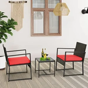 Bộ bàn ghế hiên nhà Bộ 3 món Bistro ngoài trời Bộ đan lát Ghế hiên mây Đồ gỗ ngoài trời cho sân sau Hiên nhà bên hồ bơi - Hình 2